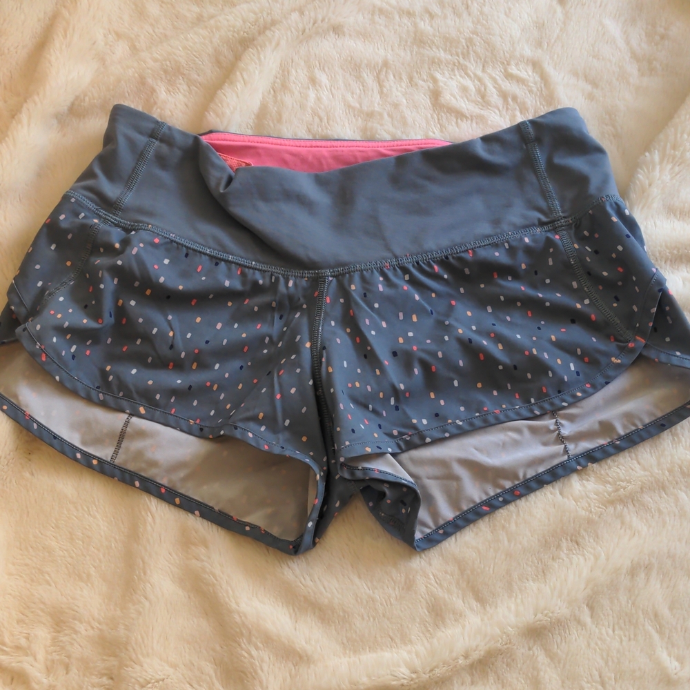 lululemon athletica Slate Gray Running Shorts with Pink Liner